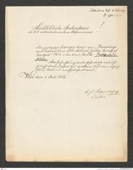 k.k. naturhistorisches Hofmuseum, Intendanzakten 1885-1896 (Hauer), Aktenzahl Z.278/1887, Seite 1